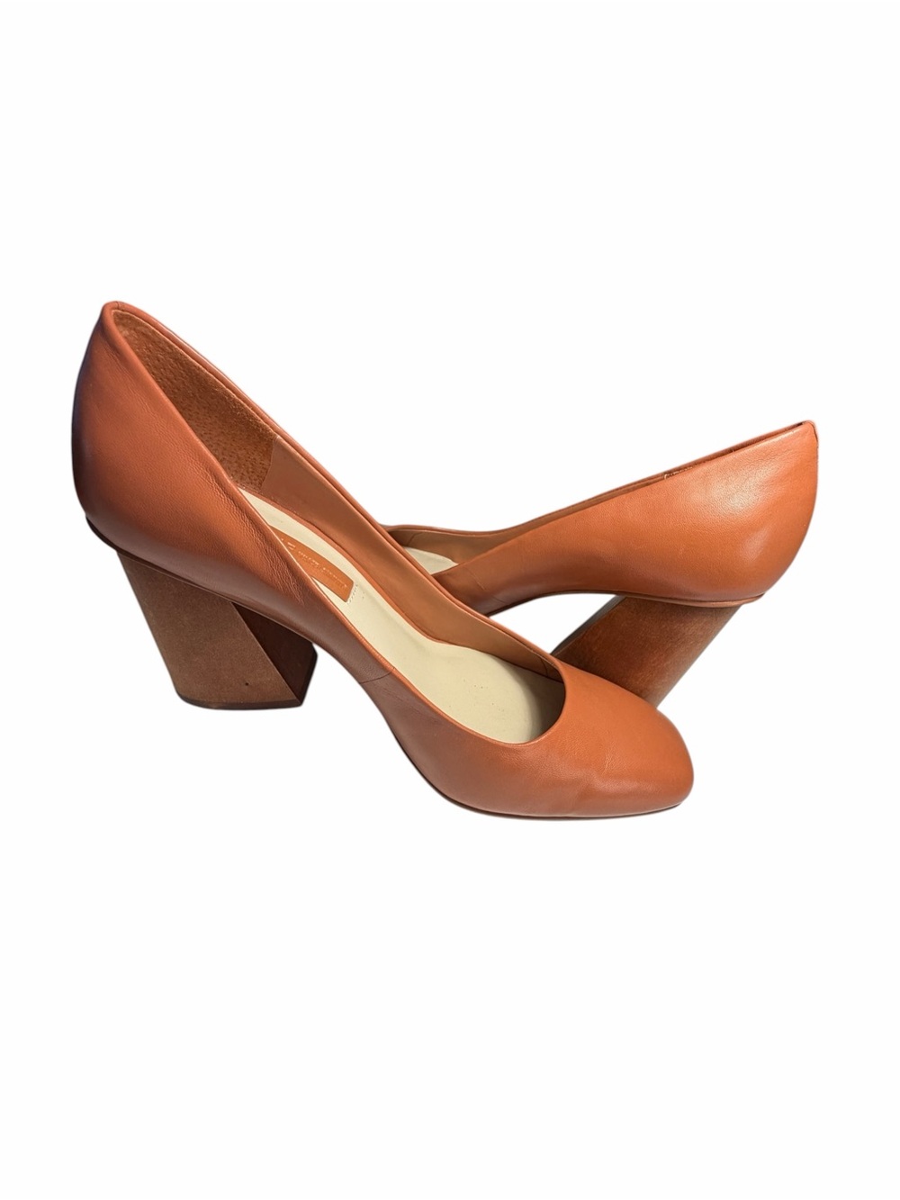 Vince Camuto Imagine Classic Brown Leather Square-Toe Pumps Sz 7.5